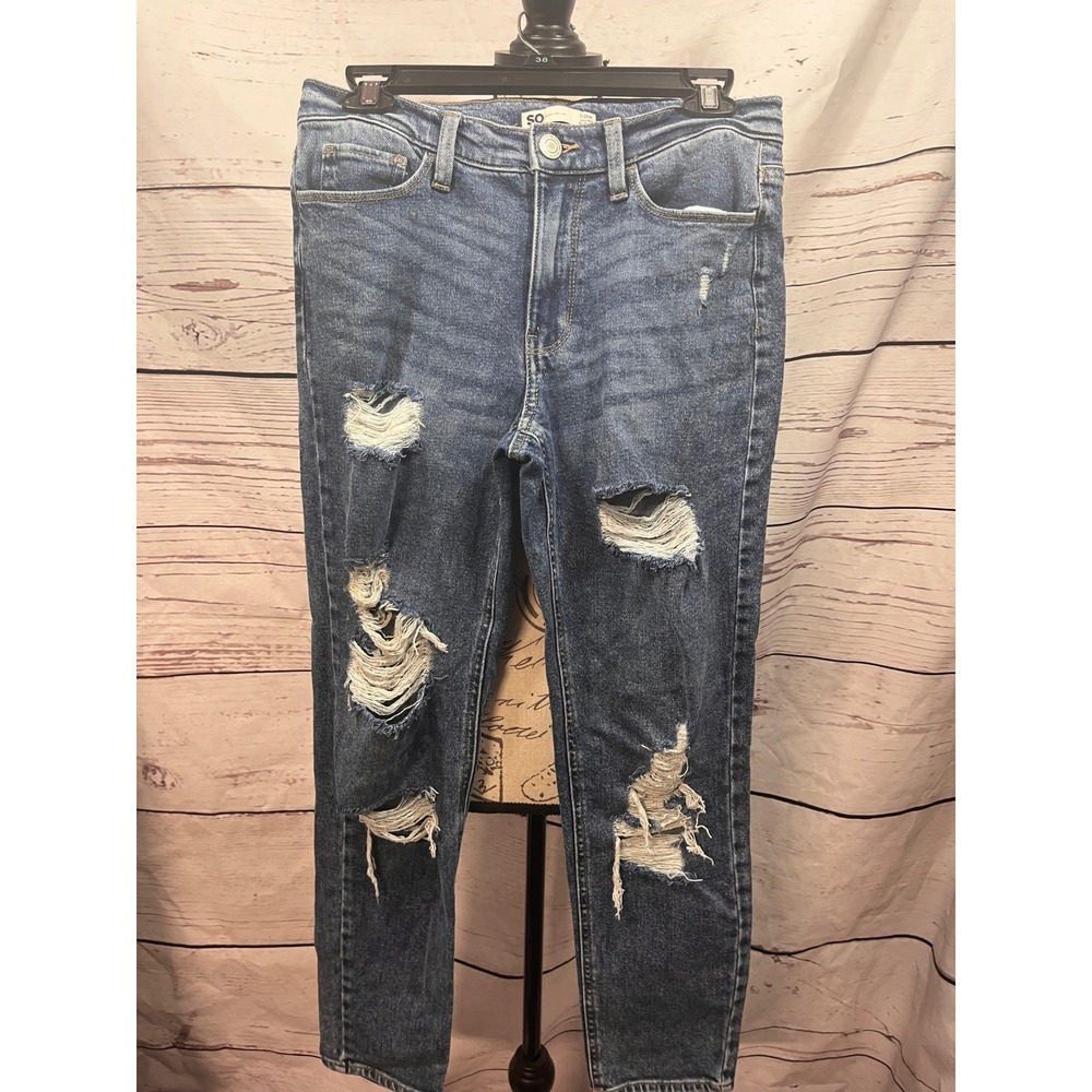 SO Goods For Life Womens Low Rise Boyfriend Jeans Distressed Medium Wash 7/28W